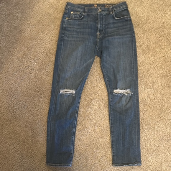 7 for Mankind High Waist Button Josephine Up Women’s Jeans with holes - Picture 2 of 8